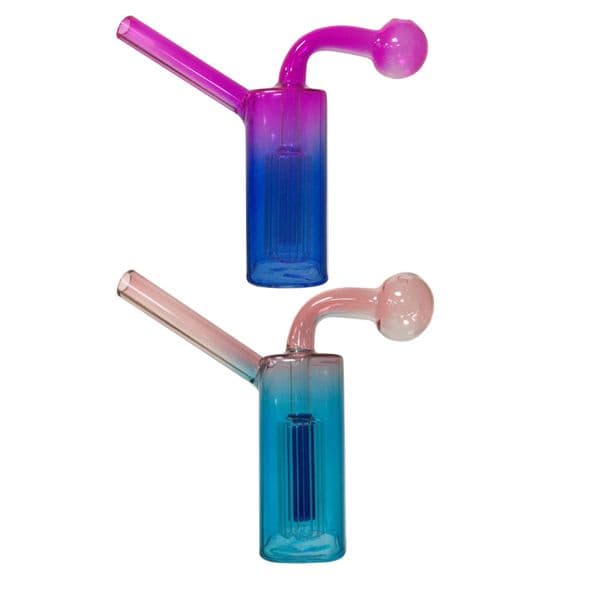 Gradient Color Bubbler Oil Burner Pipe Mini Bongs Glass Percolator Water Pipes Bubblers Recycle Portable Rigs Device