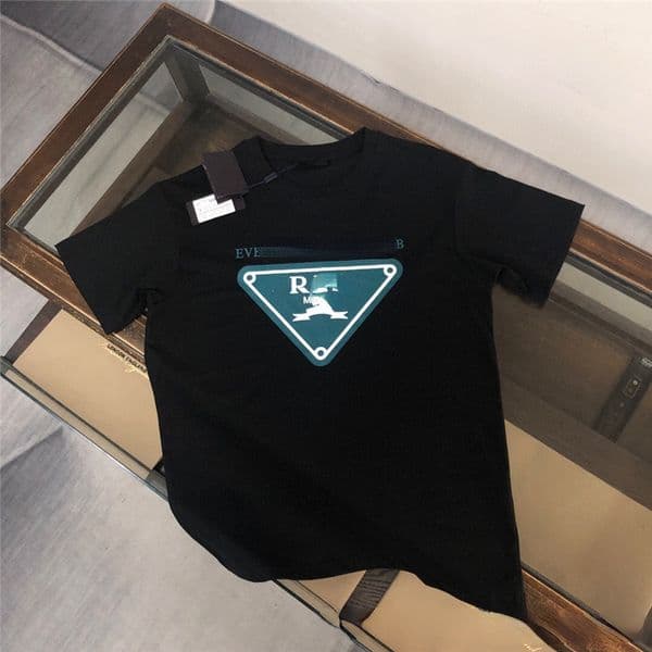 2023 Spring and Summer New Couple P Triangle Letter Logo Round Neck Short Sleeve T-shirt Men's and Women's Tops