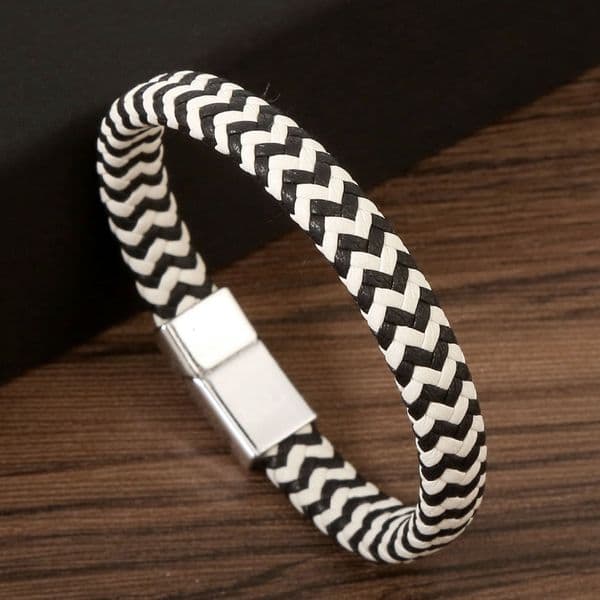 Simple Design White Black Blue Leather Bracelet Jewelry for Women Gift