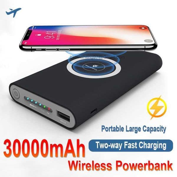 Free Customized LOGO Power Bank 30000mAh Wireless Two-way Fast Charging Powerbank Portable High Capacity External Battery Charger for iPhone Xiaomi