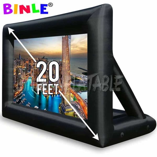8x6m jumbo white diagonal inflatable projection screen outdoor screen cinema portable movie screen projector for outdoor