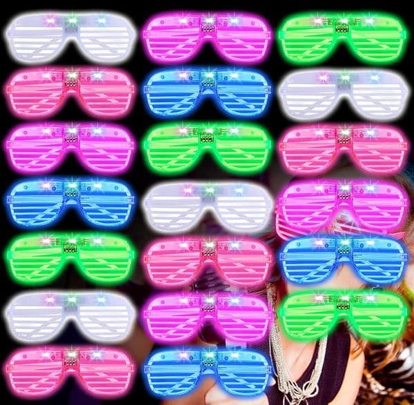 Light Up Shutter Sunglasses Rave Flashing LED Shades Glowing Party Sunglasses Neon Party Decoration Christmas Birthday Favors Bag Fillers