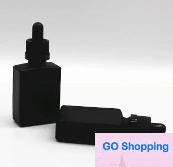 Wholesale 30ml eliquid flat bottle glass empty mini bottles 30ml matte black rectangular glass bottles Fashion