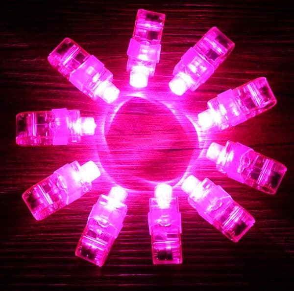 Light Up Finger Lights LED Flashlight Rings Neon Party Favors Supplies for Cheering Halloween Rave Concert Shows Novelty Toys Gift Red Green Blue Pink