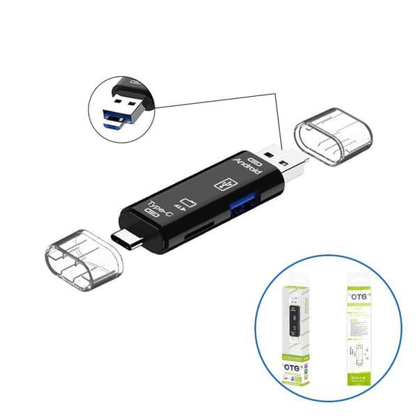 With Package 5 in 1 Multifunction Usb 2.0 Type C/Usb /Micro Usb/Tf/SD Memory OTG Card Reader Adapter Mobile Phone Accessories