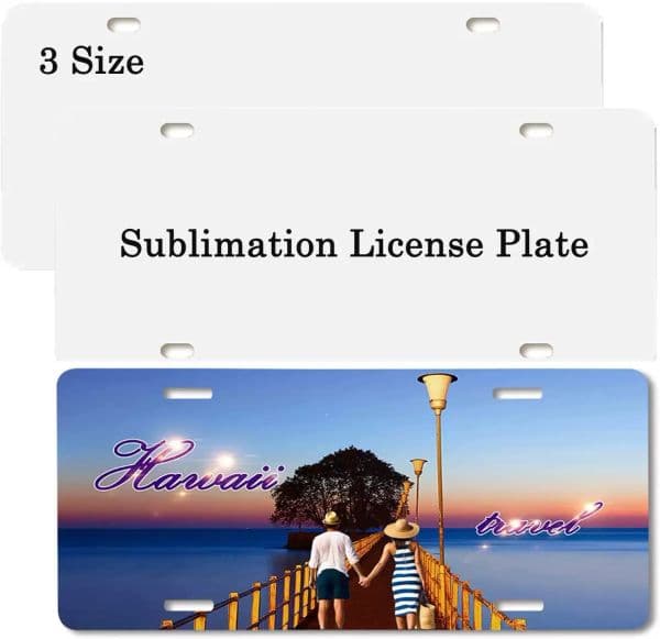 Sublimation Blank License Plate Decor 4-holes White Aluminum Car Tail Nameplate DIY Advertising Label Board JN16