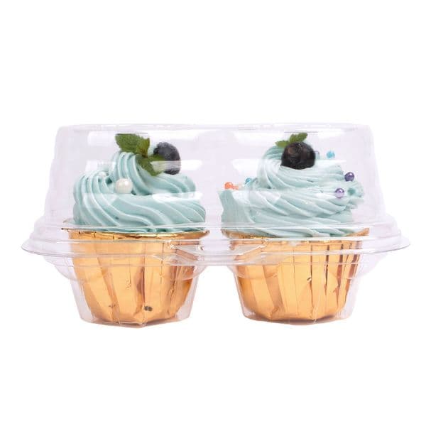 Wholesale 2 Compartment Cupcake Container - Deep Cupcakes Carrier Holder Box BPA Free Clear Plastic Case Stackable B2