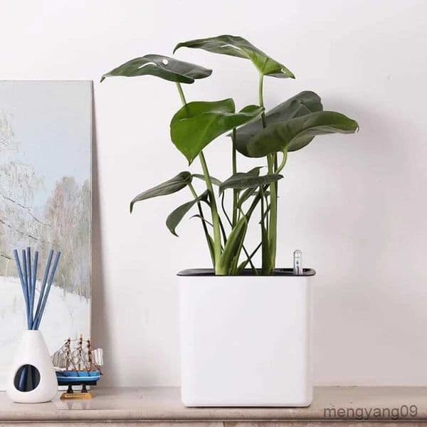 2026 New Planters Square Lazy Pot Self Watering Plastic Flowerpot Office Home Garden Desktop Flower Plant Pots + Water Level Indicator FU L2