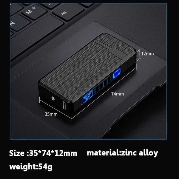New Electric Lighter Metal Windproof Pulse Flameless Plasma USB Rechargeable Dual Arc LED Power Display Men's Tools AJXS W260202