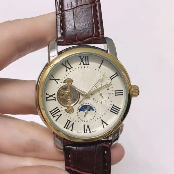 2026 New Brand Designer Mens Fashion Nical Automatic Tourbillon Watch Leather Strap Dia Daydate Moon Phase Movement Wristwatches Men Fathers