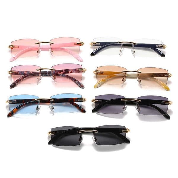 Sunglasses Luxury Designer Sunglasses Wholesale of Small Box Women's Frameless Trimmed Classic Rectangular Men's