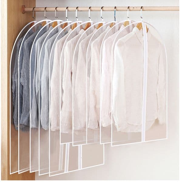 Dust Cover 5 PCS Clothes Hanging Garment Dress Suit Coat Storage Bags 100 Transparent Wardrobe Washable Clothing Bag 230625 B2