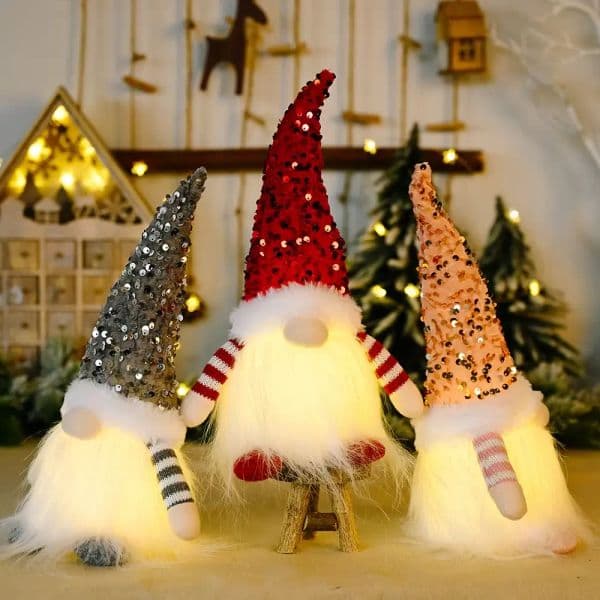 STOCK Gnome Plush Glowing Toys Home Xmas Decorations New Year Bling Toy Christmas Ornaments Kids Gifts Free Shipping