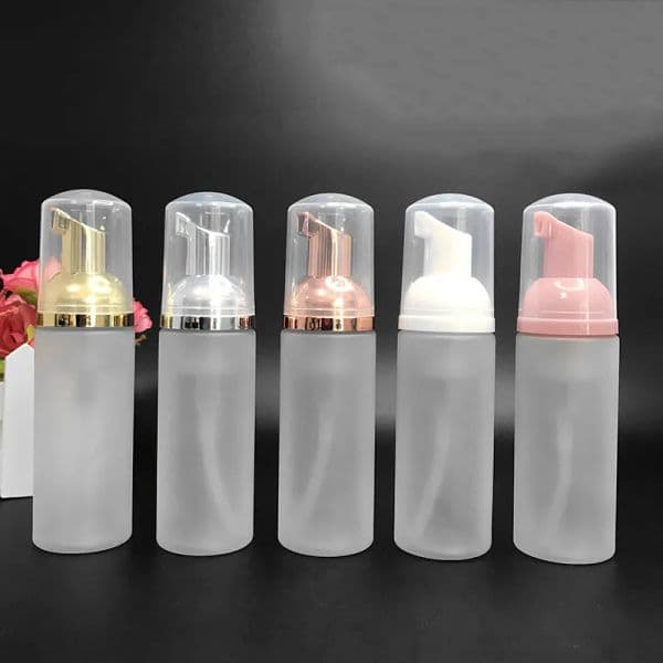 Frosted Plastic Foam Bottles with Gold/Silver Pump Hand Wash Soap50ml Travel Foamer Bottles Mousse Cream Dispenser Bubbling Bottle