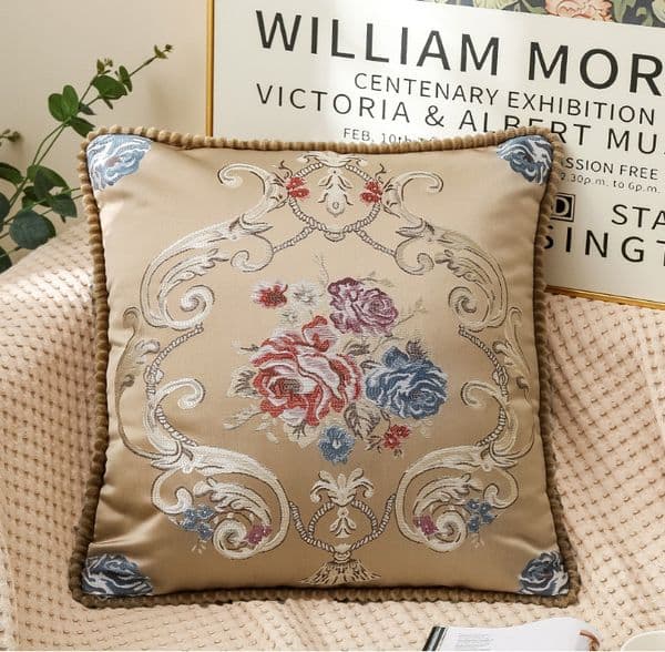 Luxury Cushion Cover Embroidered Jacquard Beaded case Floral Peony Car Sofa Back Support Decorative Cases 48x48cm Y260525