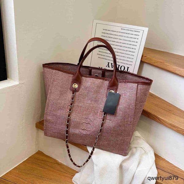2024 New Designer Beach Bags Tote Bag Portable Large Capacity Women's Fashion Canvas Handbag Casual Summer Bag Ladies Chain Shoulder Bag Crossbody Bag qwertyui879