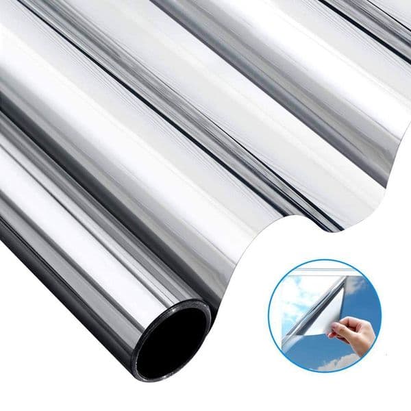 Window Film 2/3/5M One Way Mirror Window Film Vinyl Self-adhesive Reflective Solar Film Privacy Window Tint for Home Silver Glass Sticker 230629