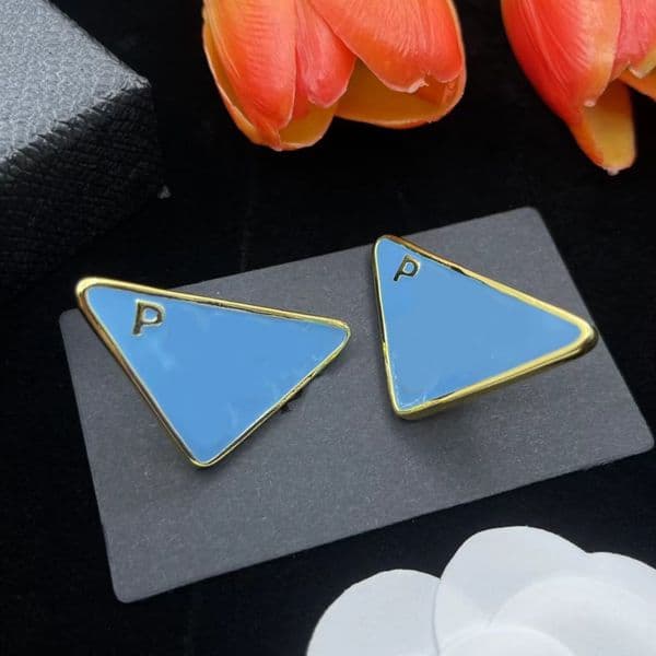 Charm blue triangle earrings brand fashion designer earrings Valentines Day wedding bride gift jewelry L260523