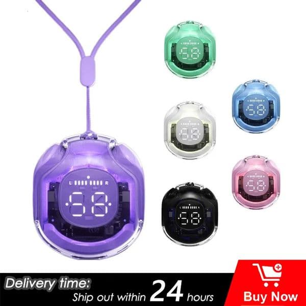 Headsets Wireless earphone Bluetooth earbuds Transparent Digital Display TWS Mecha Style For Acefast T8 Sports Headphones 231007
