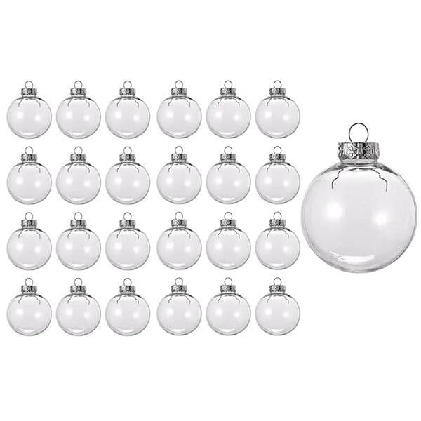 Decorations 24PCS Clear Plastic Fillable Christmas Balls 8Cm DIY Xmas Tree Ornament Decoration Arts Crafts