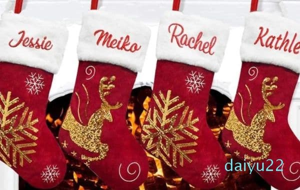 Christmas Decorations Flannelette Embroidered Stocking Custom Name Gift Personalized Tree Pendants