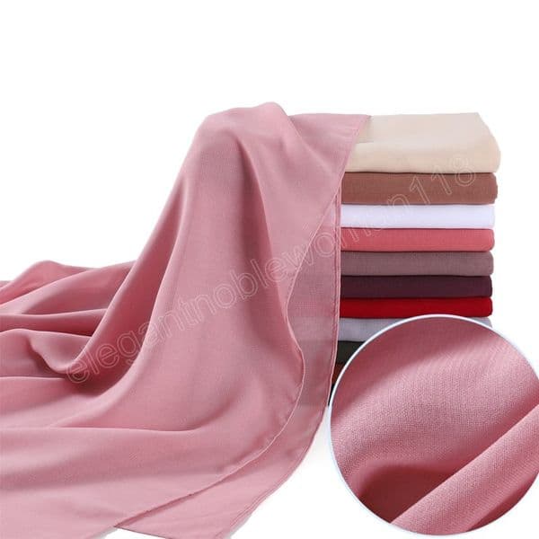 Muslim Texture Chiffon Hijab Scarf Women Long Solid Color Head Wrap For Women Hijabs Scarves Ladies Muslim Veil Hijabs 70x178cm