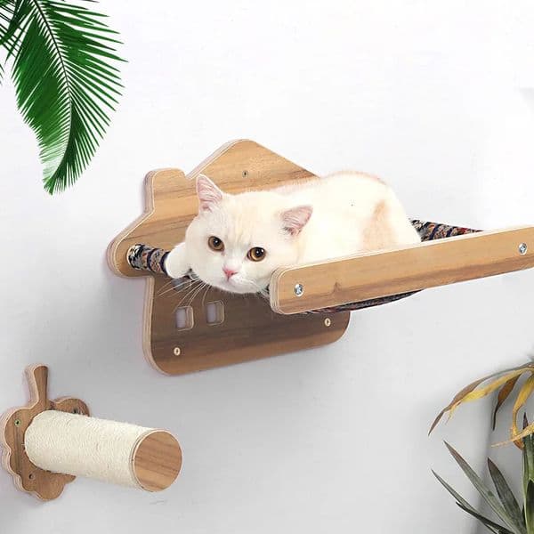 Cat Beds Furniture Cat Climbing Frame Hammock Wall Hanging Nest Grab Post Cat Staircase Room Bed for Pet Supplies Accessories Furniture Home Houses 231011