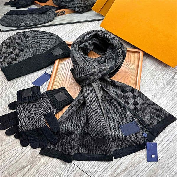 Scarves Glove Sets inter and warmth designer scarves for free shawl Men Women fashion High Quality Wool Winter 3 Piece Hat Scarf AA