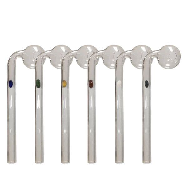 Curved Glass Oil Burner Pipe with Colored Stand 30mm Bowls Slide Clear Pipes
