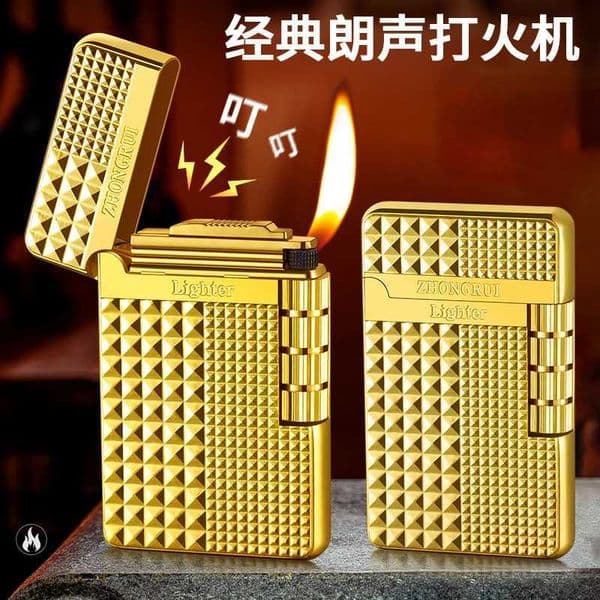 Lighters Men's Bright Color Fashion Grinding Wheel Ignition Open Flame Lighter Loud Sound Metal Inflatable Lighter