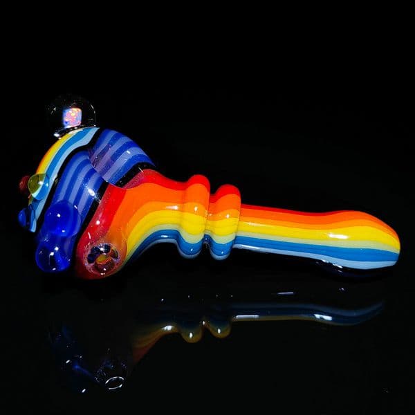 glass smoking bowls glass pipe with glass beads wig wag crushed opal glass herb pipe spoon for smoking USA colors handmade
