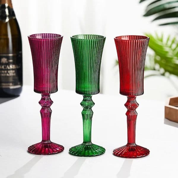 Wholesale140ml 6 colors European romantic beautiful wine lamp thick goblet champagne glass restaurant hotel