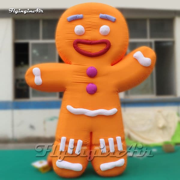 Cute Giant Smiling Inflatable Gingerbread Man Ginger Biscuits Model Air Blow Up Cartoon Cookie Figure Balloon For Christmas Promotion Event
