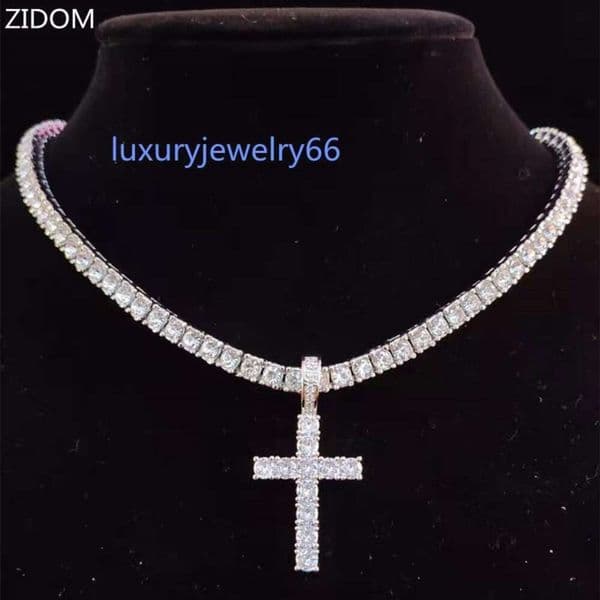 Pendant Necklaces Men Women Hip Hop Cross Necklace With 4mm Zircon Tennis Chain Iced Out Bling HipHop Jewelry Fashion Gift