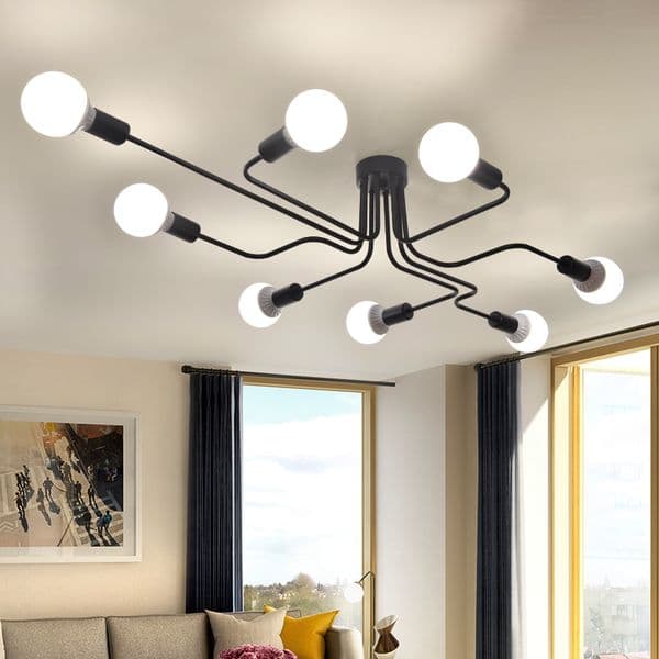 Wrought iron 4 heads 6 heads 8 heads DIY Multiple rod ceiling dome lamp creative personality design retro nostalgia cafe bar ceiling light