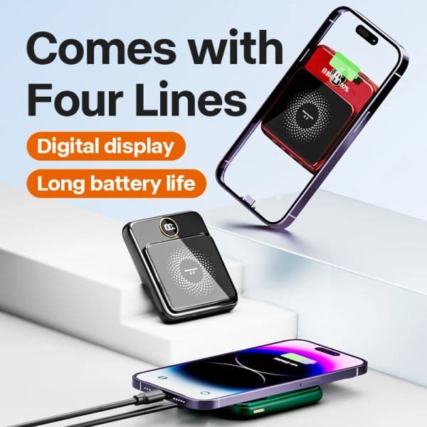 20000mAh Mini Wireless Power Bank Portable Charger Powerbank for iPhone 14 Xiaomi Samsung External Battery Fast Charge Poverbank