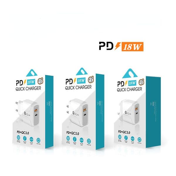 12W Quick Fast Chargers QC3.0 PD Type C USB AC Dual Ports Travel Wall Charger Eu US Plug for Iphone 13 11 Samsung Lg Android Phone