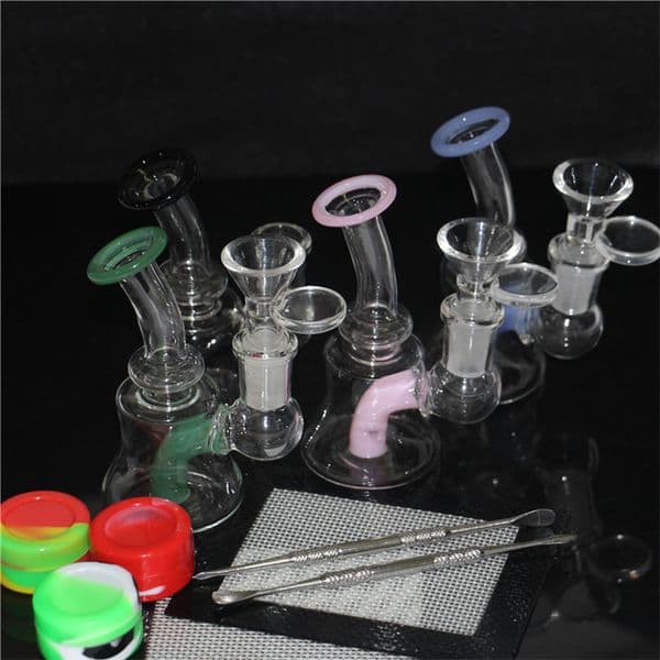 Thick Bongs Perc Glass Water Pipes Double Tree Percolator Mini Small Oil Rigs 14mm Banger Bowl