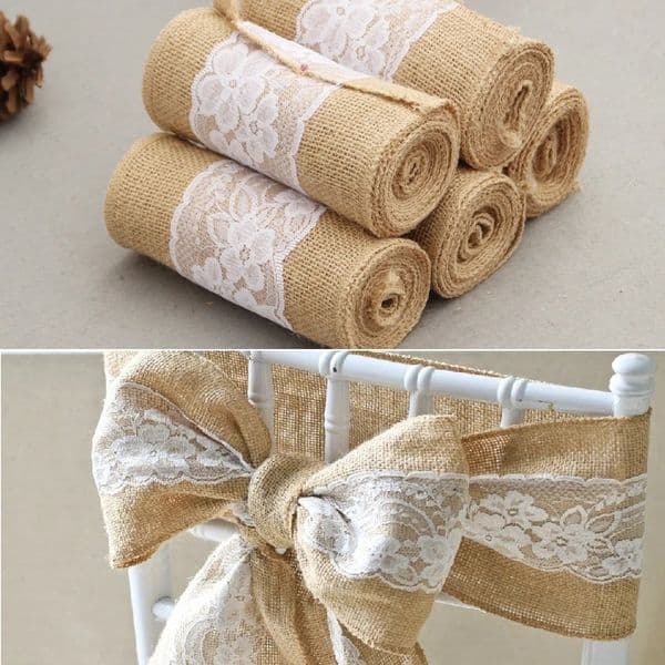 50PCS 94 Hessian Burlap Sash Vintage Rustic Wedding Theme Decor Jute Chair Tie Bow Engagement Anniversary Party Supplies P0905