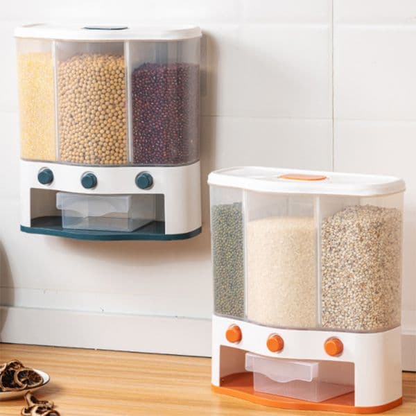 Automatic Plastic Bottles & Jars Wall-Mounted Seperated Grain Cereal Can Rice Storage Box Classification Metering Cylinder