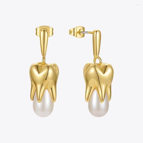 Dangle Earrings ENFASHION Trendy Teeth Pearl Drop For Women Gold Color Earings Fashion Jewelry Wedding Pendientes E211285