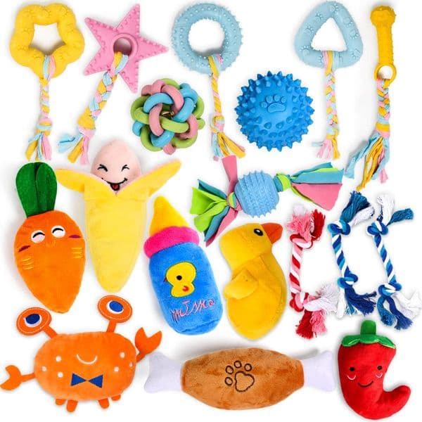 Dog Toys Chews Squeaky For Puppy Small Medium Dogs 18 Units Stuffed With Rubber In Bk Plush Toy Safe Fetch Chew Pack Chewi Ediblesbag