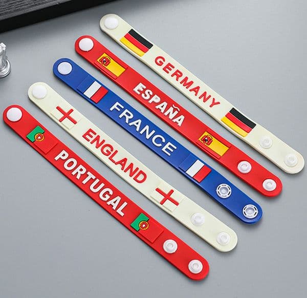 Qatar World Cup Bracelet Silicone Flag Party Supplies Wristband Countries Wrist Band Puppyhome