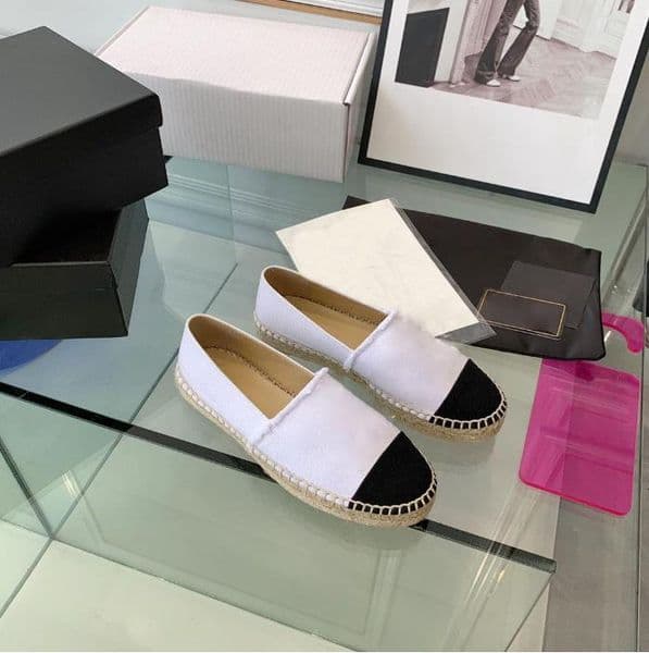Woman Flats Canvas Shoes Leather Luxury Cap Loafers Pure Hand Sewing Luxury Top Quilty Espadrilles