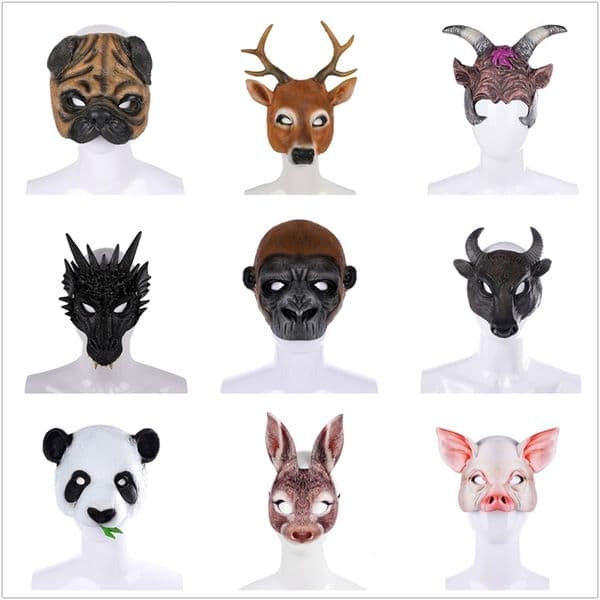 Party Masks Adult Children Halloween Cosplay 3D Animal Mask PU Foam Rabbit Dog Deer Dragon Mask Women Men Carnival Party Club Role Play Mask 220915