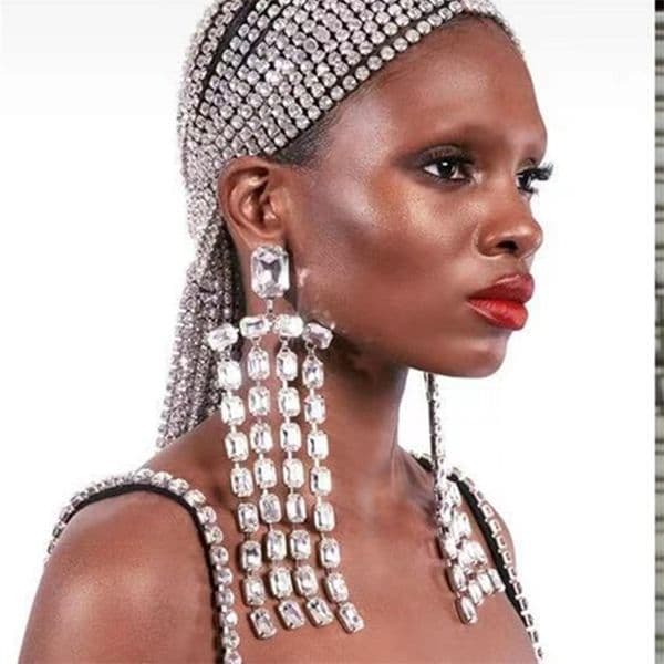 Dangle Chandelier Handmade Long Fringed Big Drop Earrings Accessories for Girl Oversize Crystal Hanging Wedding Jewelry 220916
