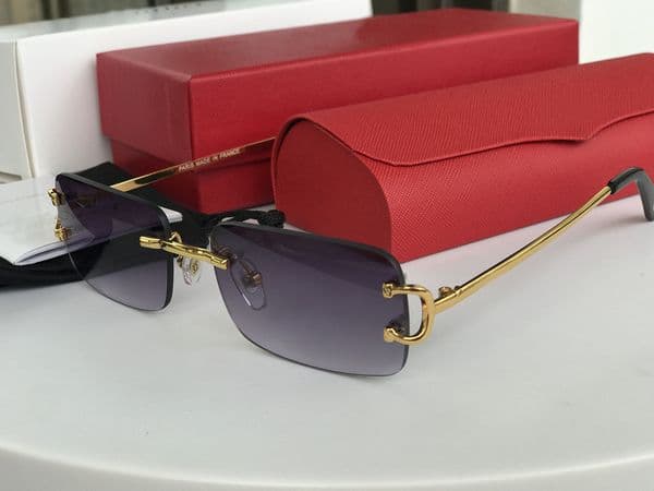 Luxury Designer Sunglasses for Women Mens Carti C Decor Rimless Buffalo Horn Glasses Frame Shade Man Rectangle Rimless Polarize Fashion Eyeglasses Sonnenbrille