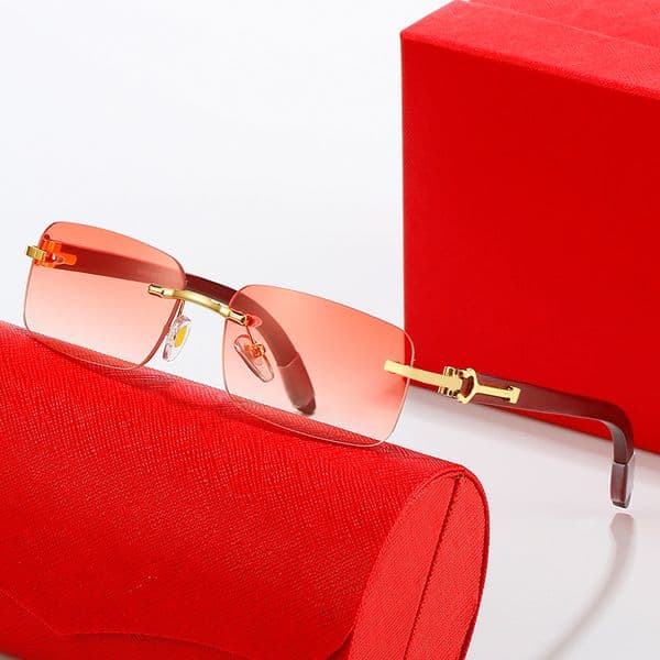 Polarize Designer Sunglasses for Woman Mens Carti Buffalo Horn Glasses Square Frameless Pink Black Red Green Transparent Eyewear Sports Accessories Eyeglasses