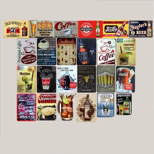 Designer Metal Painting American Retro 20X30cm Tin Painting Decorations Industrial Style art Bar KTV Home Creative Personality Wall Decoration Pendant Free Ship