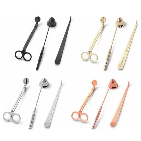 Candle Holders Accessory Gift Pack 3 in 1 Set Stainless Steel Candle Bell Snuffers Wick Trimmer Dipper 3pcs/set GC0926